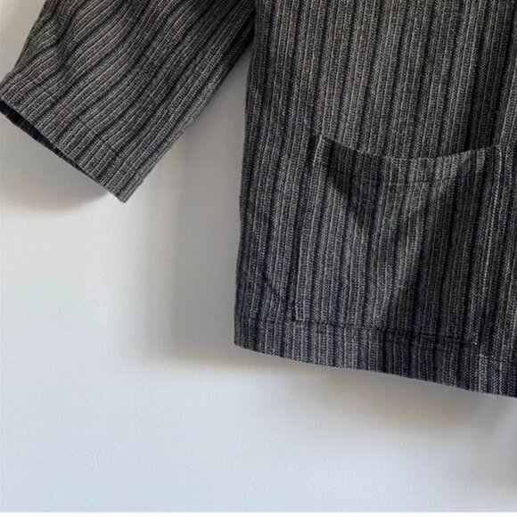 Eskandar Wool-Cashmere Oversized Jacket – Charcoal Stripe (Free Size) - Picture 10 of 15